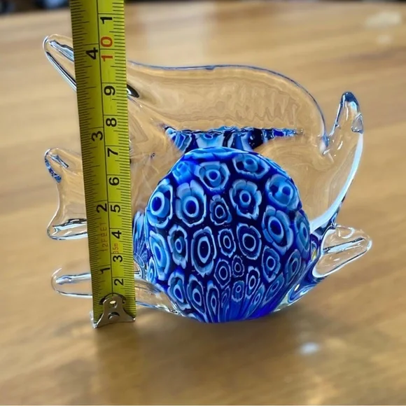 Vintage Blue Millefiori Murano-Style Art Glass Angel Fish
Figurine Paperweight - Picture 2 of 4